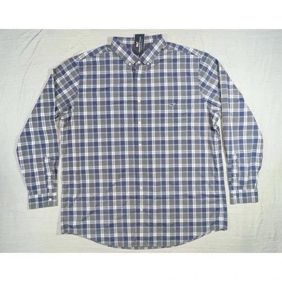 Men's Vineyard Vines NWT 2X Long Sleeve Button-Down Shirt Grey Harbor XXL New 2X - Picture 6 of 11